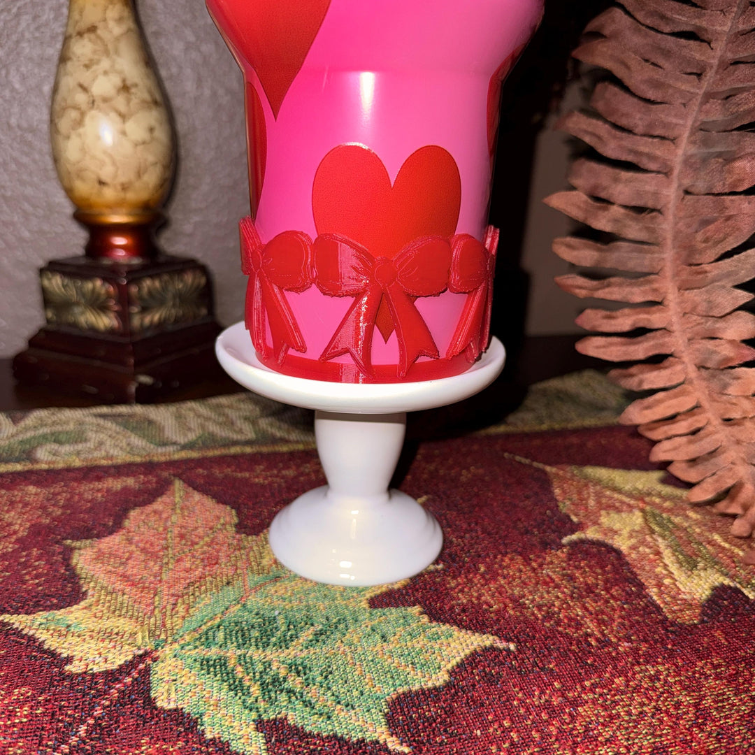 Beautiful Red Bow Lid Halo Bangle and Boot for Stanley tumblers, Tumbler Sleeves, custom colors