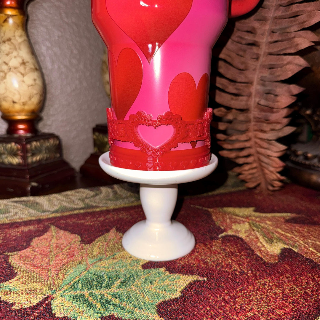 Heart Lace Embossed Valentine Heart Tumbler Boot, Red White Pink Lavender, Protective Sleeve, for the 20 30 40 oz Stanley HOT SELLER