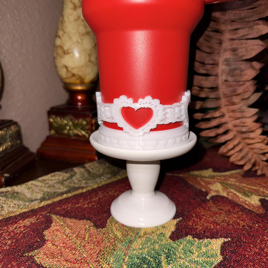 Heart Lace Embossed Valentine Heart Tumbler Boot, Red White Pink Lavender, Protective Sleeve, for the 20 30 40 oz Stanley HOT SELLER