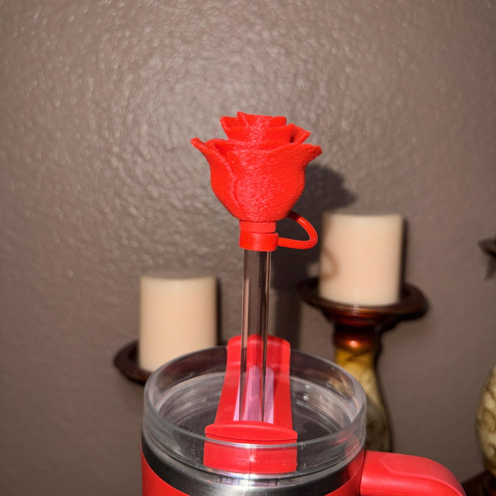 Rose Straw Cap Topper, for Valentine Stanley 20 30 or 40 oz Tumblers, unique minimalist gift accessories