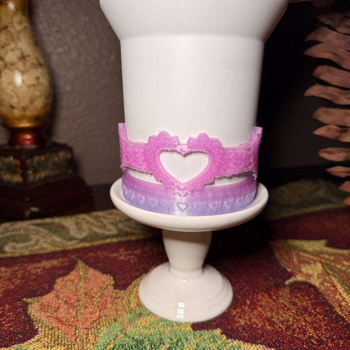 Heart Lace Embossed Valentine Heart Tumbler Boot, Red White Pink Lavender, Protective Sleeve, for the 20 30 40 oz Stanley HOT SELLER