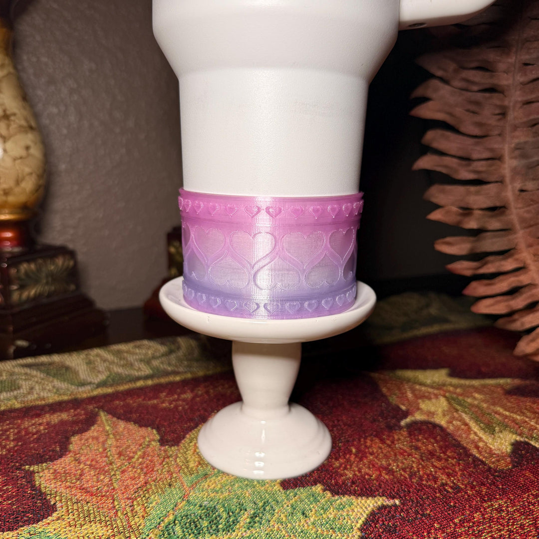 Pink and Purple Ombre Valentine Heart Tumbler Boot, Protective Sleeve, fits 20 30 or 40 oz Stanley