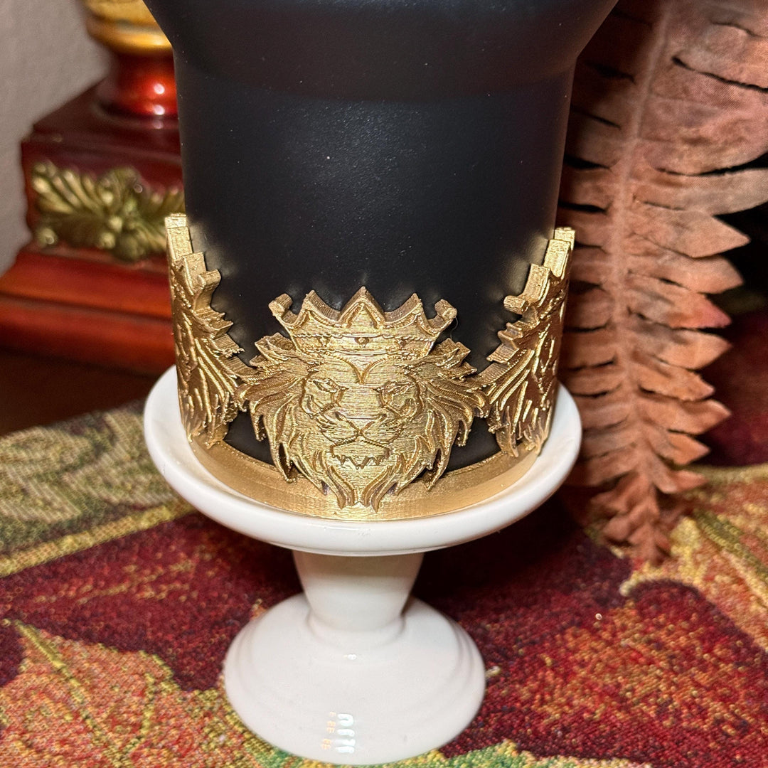 Gold Lion Face Tumbler Lid Topper, Boot or straw topper, fits your 20/30 oz 40 oz Black Honey Stanley Tumblers, Lion of Judah, Unique Gift