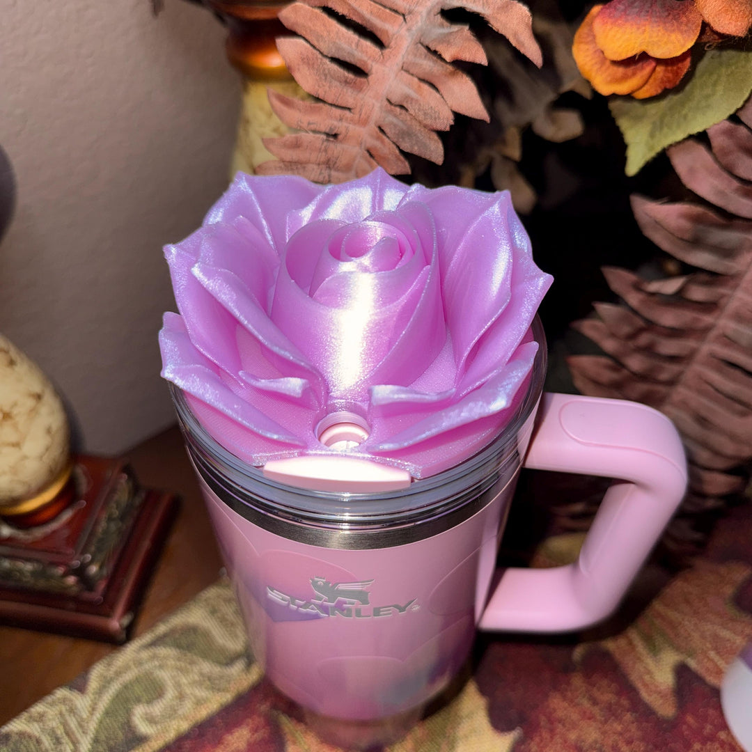 Valentine Rose Heart Tumbler Topper, Red White Pink, for 20 30 40 oz Stanley Quencher, 3D Decorative Lid minimalist unique gift