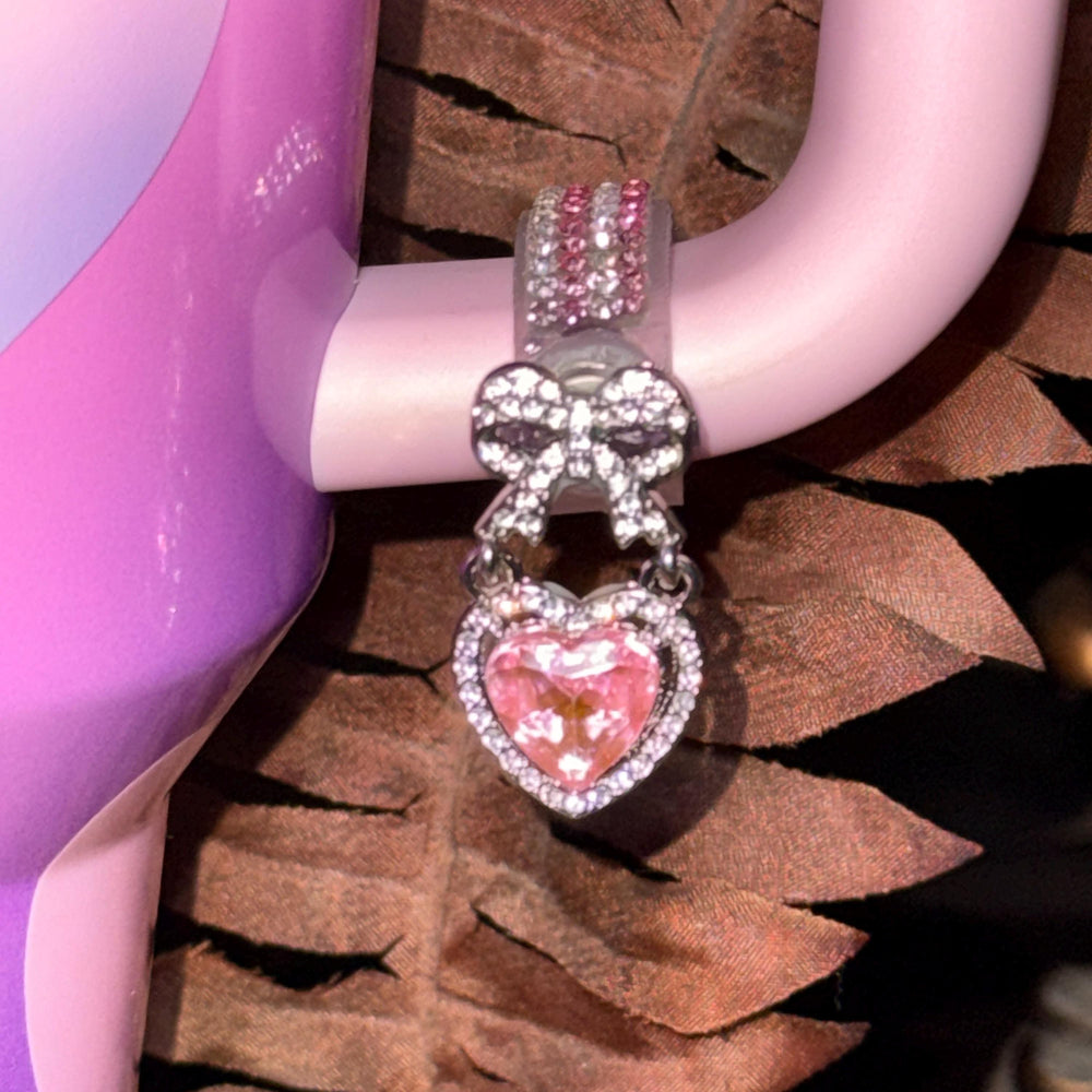 Valentine Heart Hanging Rhinestone Cup Handle Clip Charm, red pink white – Magnetic Tumbler Charm Accessory