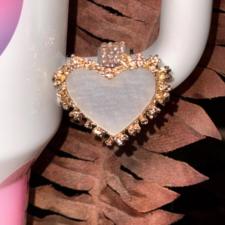 Valentine Heart Hanging Rhinestone Cup Handle Clip Charm, red pink white – Magnetic Tumbler Charm Accessory