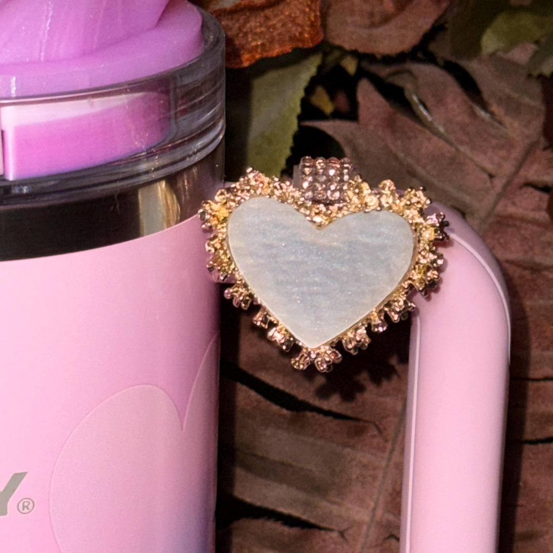 Valentine Heart Hanging Rhinestone Cup Handle Clip Charm, red pink white – Magnetic Tumbler Charm Accessory