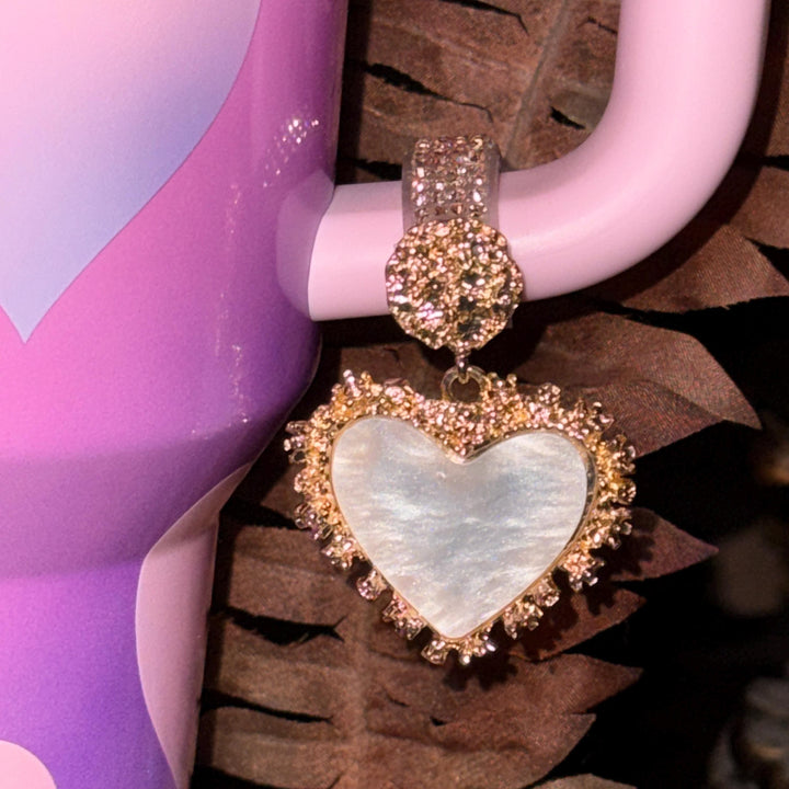 Valentine Heart Hanging Rhinestone Cup Handle Clip Charm, red pink white – Magnetic Tumbler Charm Accessory