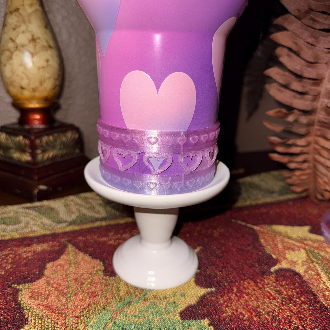 Pink and Purple Ombre Valentine Heart Stack Tumbler Boot, Protective Sleeve, Boot, Halo, and Bangle, fits 20 30 or 40 oz Stanley