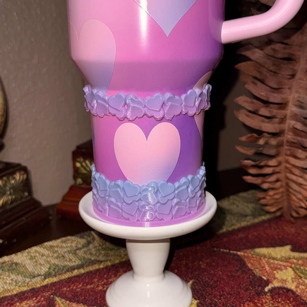 Mermaid Ombre Valentine Heart Cluster Tumbler Boot, Protective Sleeve, Boot, Halo, and Bangle, fits 20 30 or 40 oz Stanley