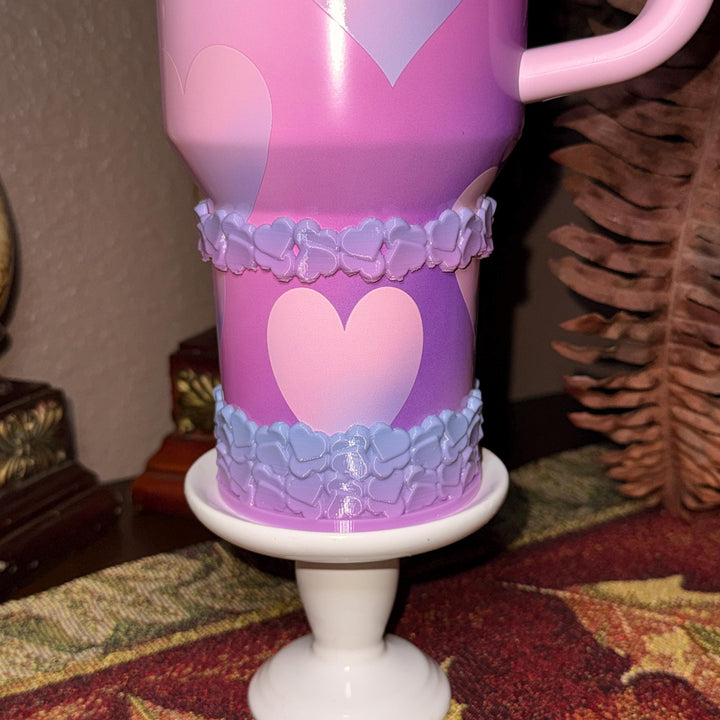 Mermaid Ombre Valentine Heart Cluster Tumbler Boot, Protective Sleeve, Boot, Halo, and Bangle, fits 20 30 or 40 oz Stanley