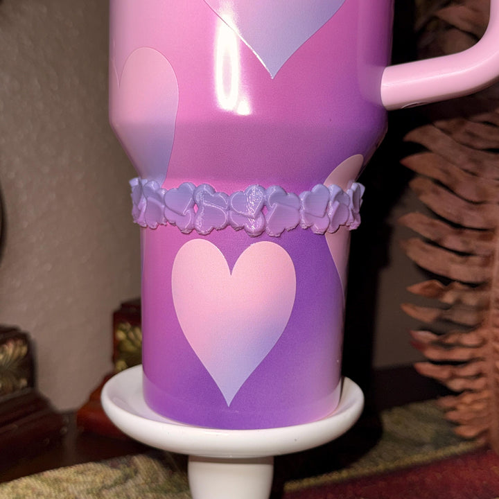 Mermaid Ombre Valentine Heart Cluster Tumbler Boot, Protective Sleeve, Boot, Halo, and Bangle, fits 20 30 or 40 oz Stanley