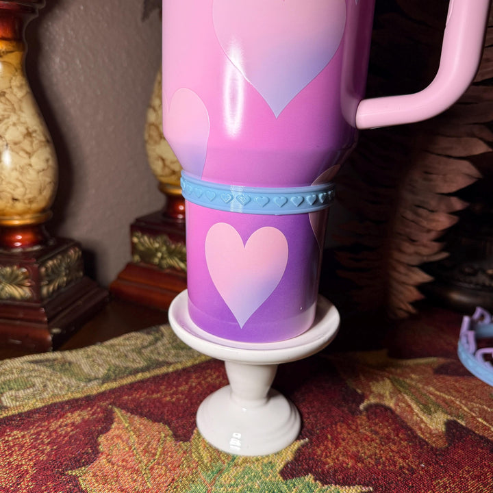 Mermaid Pink Lavender Blue Ombre Valentine Heart Cluster Tumbler Boot, Halo, and Bangle, fits 20 30 or 40 oz Stanley