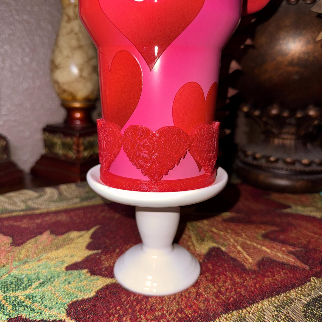 Rose Embossed Valentine Heart Tumbler Boot, Red White Pink Lavender, Protective Sleeve, HOT SELLER