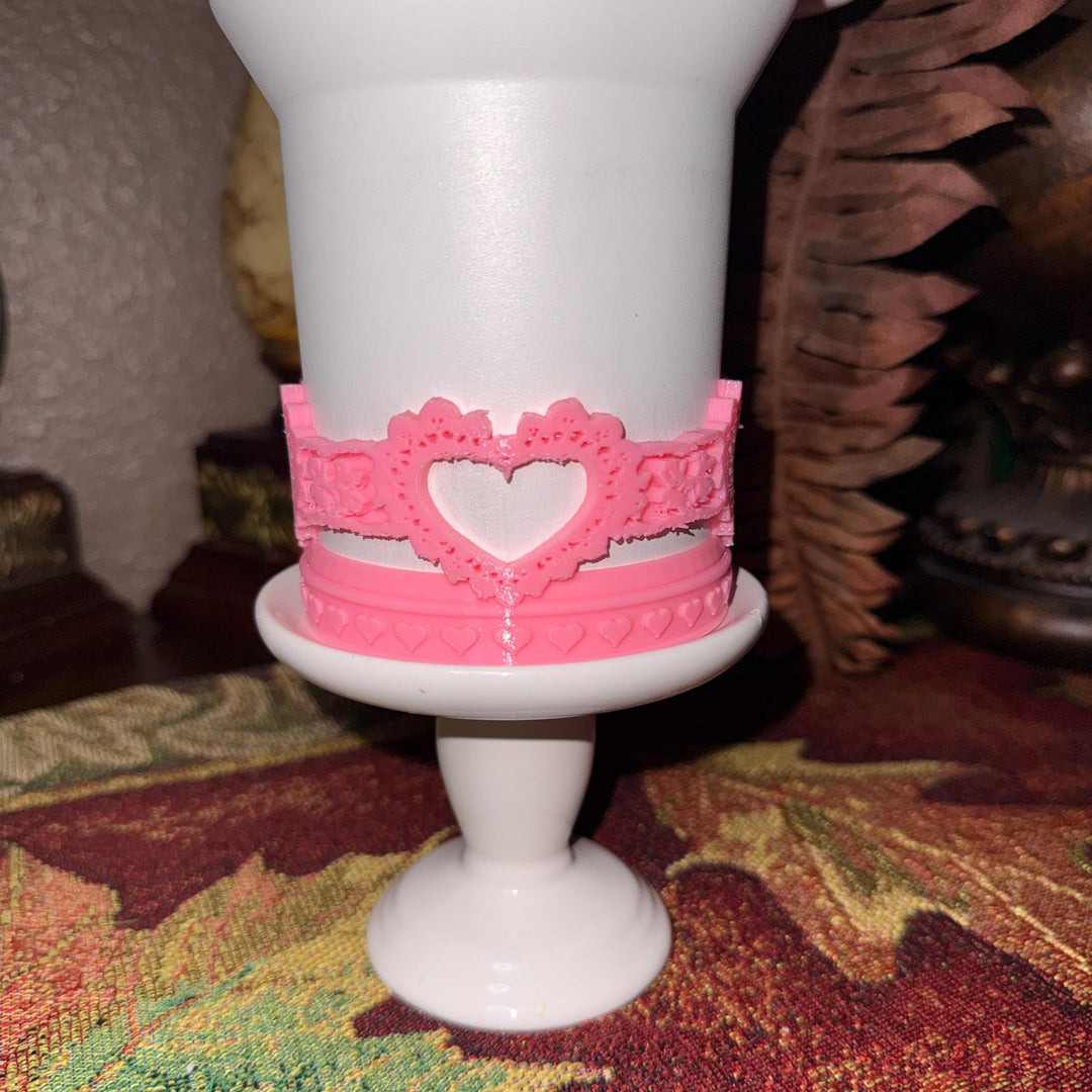Heart Lace Embossed Valentine Heart Tumbler Boot, Red White Pink Lavender, Protective Sleeve, for the 20 30 40 oz Stanley HOT SELLER