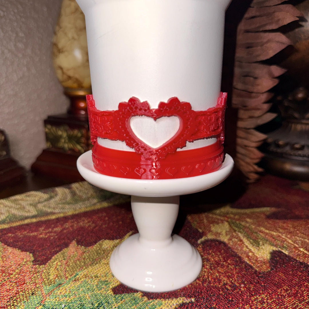 Heart Lace Embossed Valentine Heart Tumbler Boot, Red White Pink Lavender, Protective Sleeve, for the 20 30 40 oz Stanley HOT SELLER