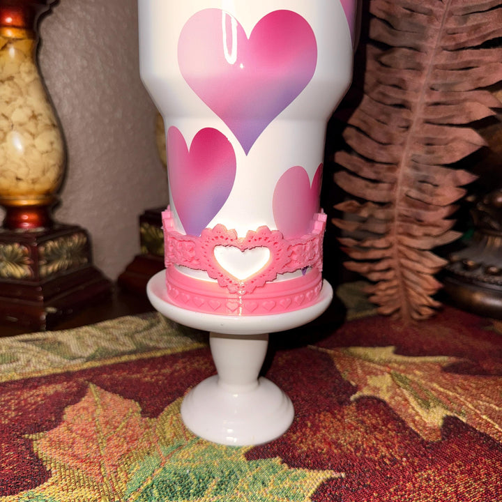Heart Lace Embossed Valentine Heart Tumbler Boot, Red White Pink Lavender, Protective Sleeve, for the 20 30 40 oz Stanley HOT SELLER