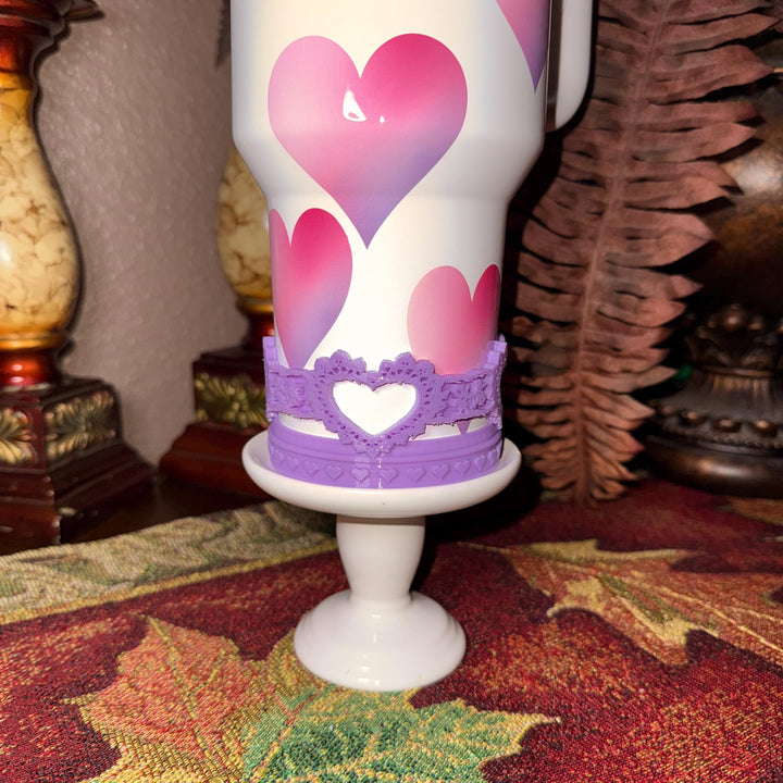 Heart Lace Embossed Valentine Heart Tumbler Boot, Red White Pink Lavender, Protective Sleeve, for the 20 30 40 oz Stanley HOT SELLER