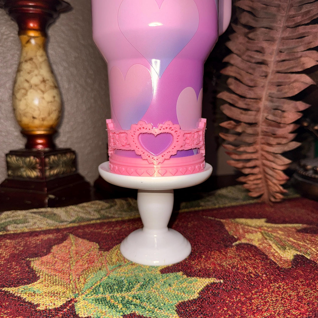 Heart Lace Embossed Valentine Heart Tumbler Boot, Red White Pink Lavender, Protective Sleeve, for the 20 30 40 oz Stanley HOT SELLER
