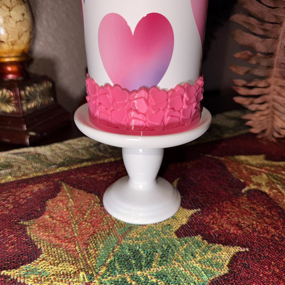 Pink Valentine Heart Cluster Tumbler Boot, Protective Sleeve, Boot, Halo, and Bangle, fits 20 30 or 40 oz Stanley
