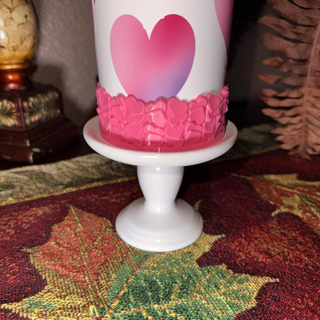 Pink Valentine Heart Cluster Tumbler Boot, Protective Sleeve, Boot, Halo, and Bangle, fits 20 30 or 40 oz Stanley