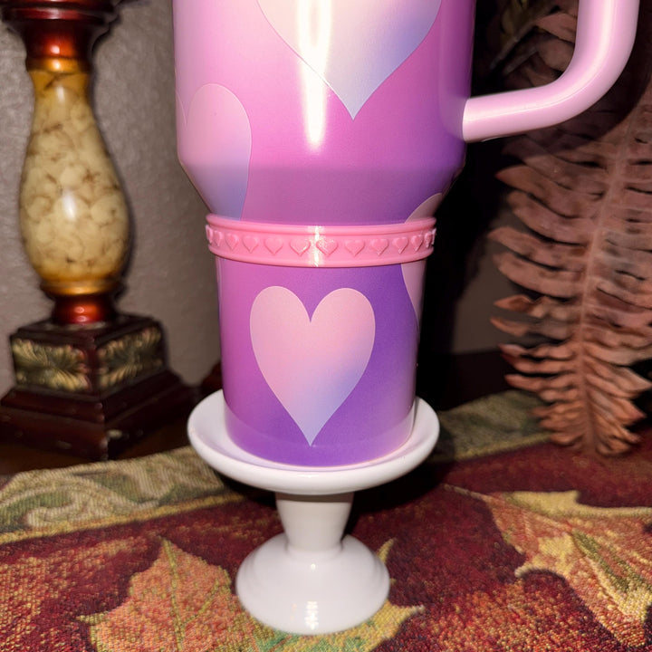Pink Valentine Heart Cluster Tumbler Boot, Protective Sleeve, Boot, Halo, and Bangle, fits 20 30 or 40 oz Stanley