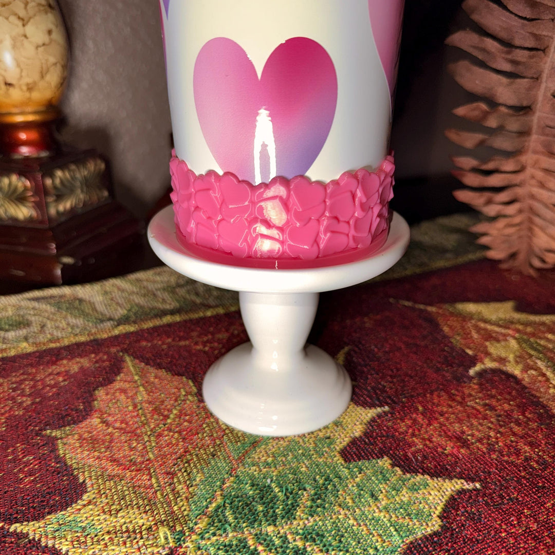 Pink Valentine Heart Cluster Tumbler Boot, Protective Sleeve, Boot, Halo, and Bangle, fits 20 30 or 40 oz Stanley