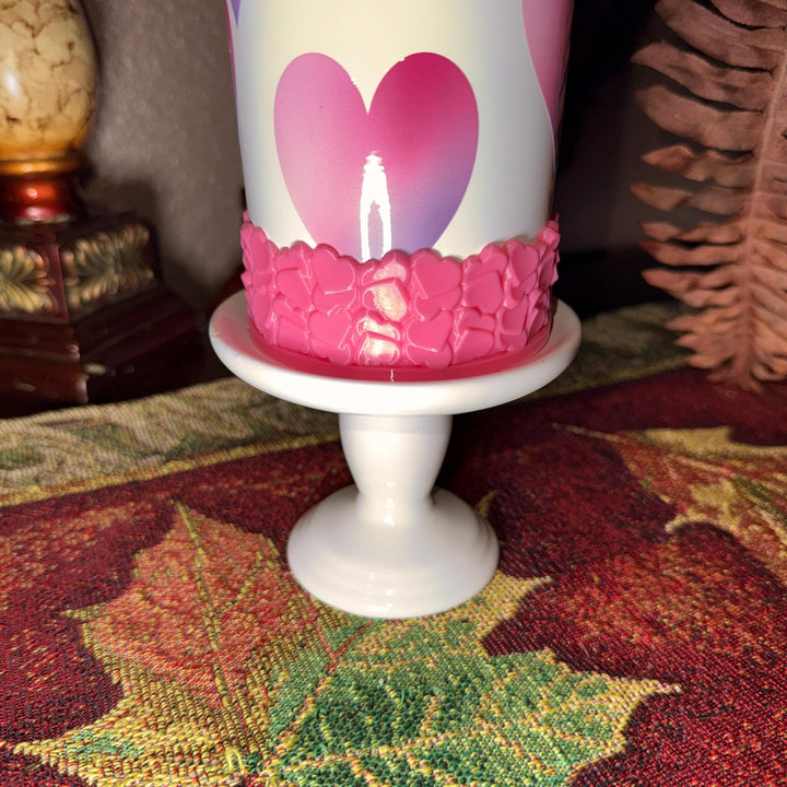 Pink Valentine Heart Cluster Tumbler Boot, Protective Sleeve, Boot, Halo, and Bangle, fits 20 30 or 40 oz Stanley