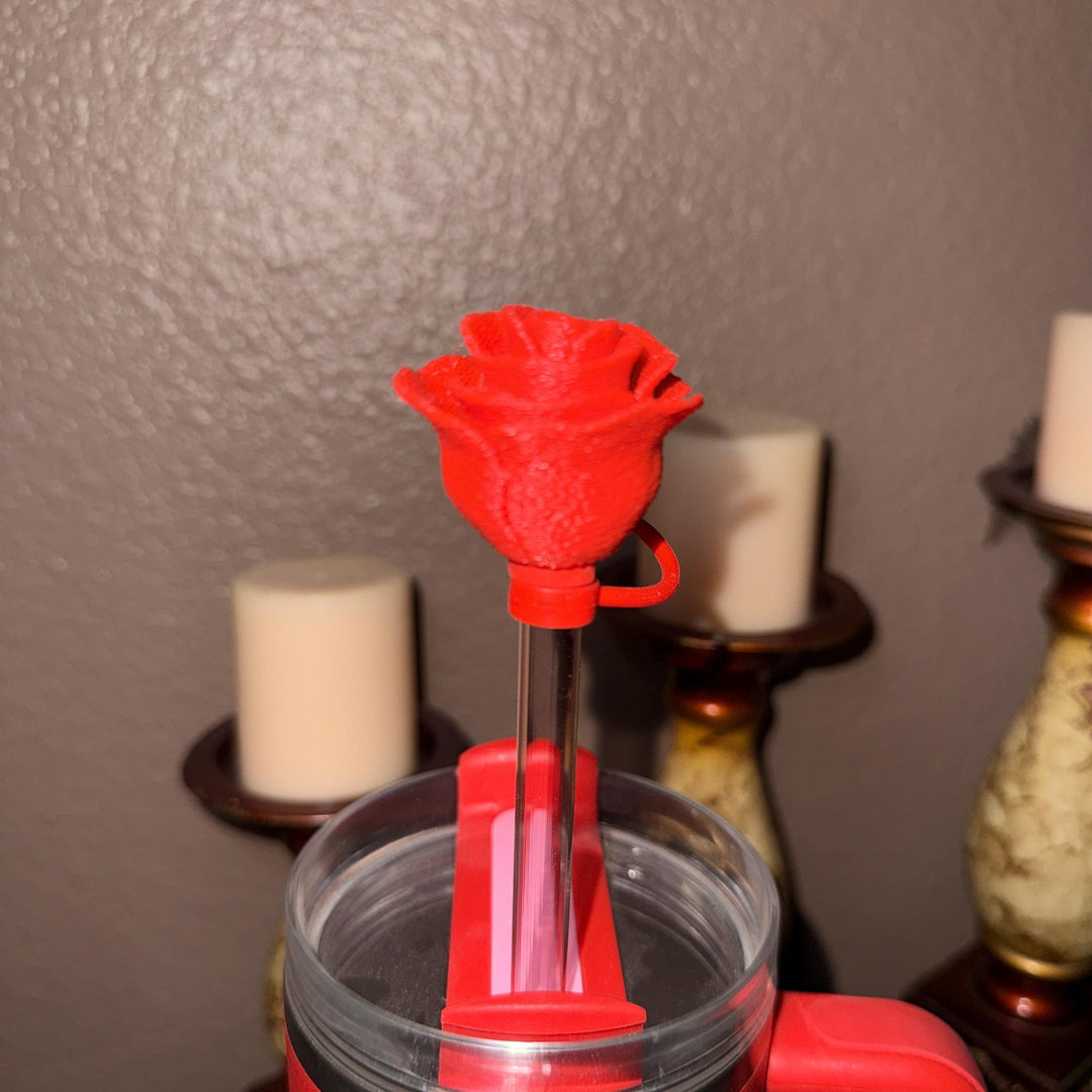 Rose Straw Cap Topper, for Valentine Stanley 20 30 or 40 oz Tumblers, unique minimalist gift accessories