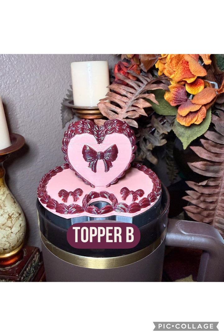 Red Velvet Valentine Cake Heart Tumbler Boot, Halo, Lid Toppers, Straw Topper Slider Buddy, Protective Sleeve, fits 20 30 or 40 oz Stanley