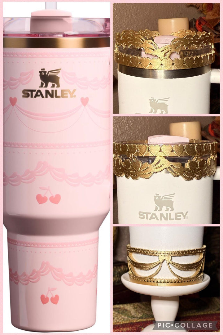 Gold Velvet Valentine Pink Red Velvet Tumbler Boot or Halo, Protective Sleeve, fits 20 30 or 40 oz Stanley