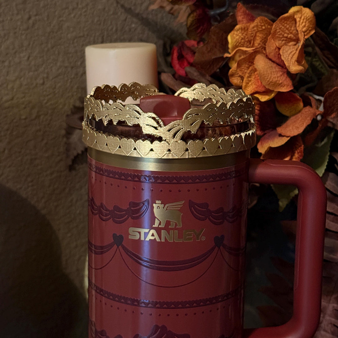 Gold Velvet Valentine Pink Red Velvet Tumbler Boot or Halo, Protective Sleeve, fits 20 30 or 40 oz Stanley