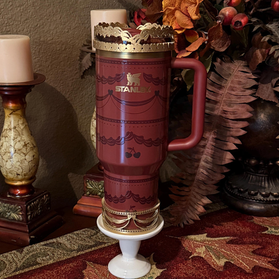 Gold Velvet Valentine Pink Red Velvet Tumbler Boot or Halo, Protective Sleeve, fits 20 30 or 40 oz Stanley