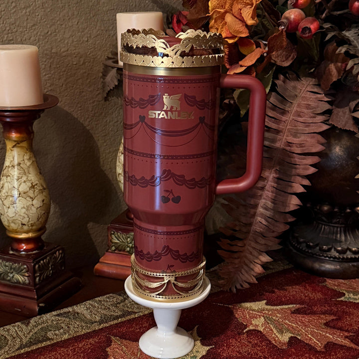 Gold Velvet Valentine Pink Red Velvet Tumbler Boot or Halo, Protective Sleeve, fits 20 30 or 40 oz Stanley