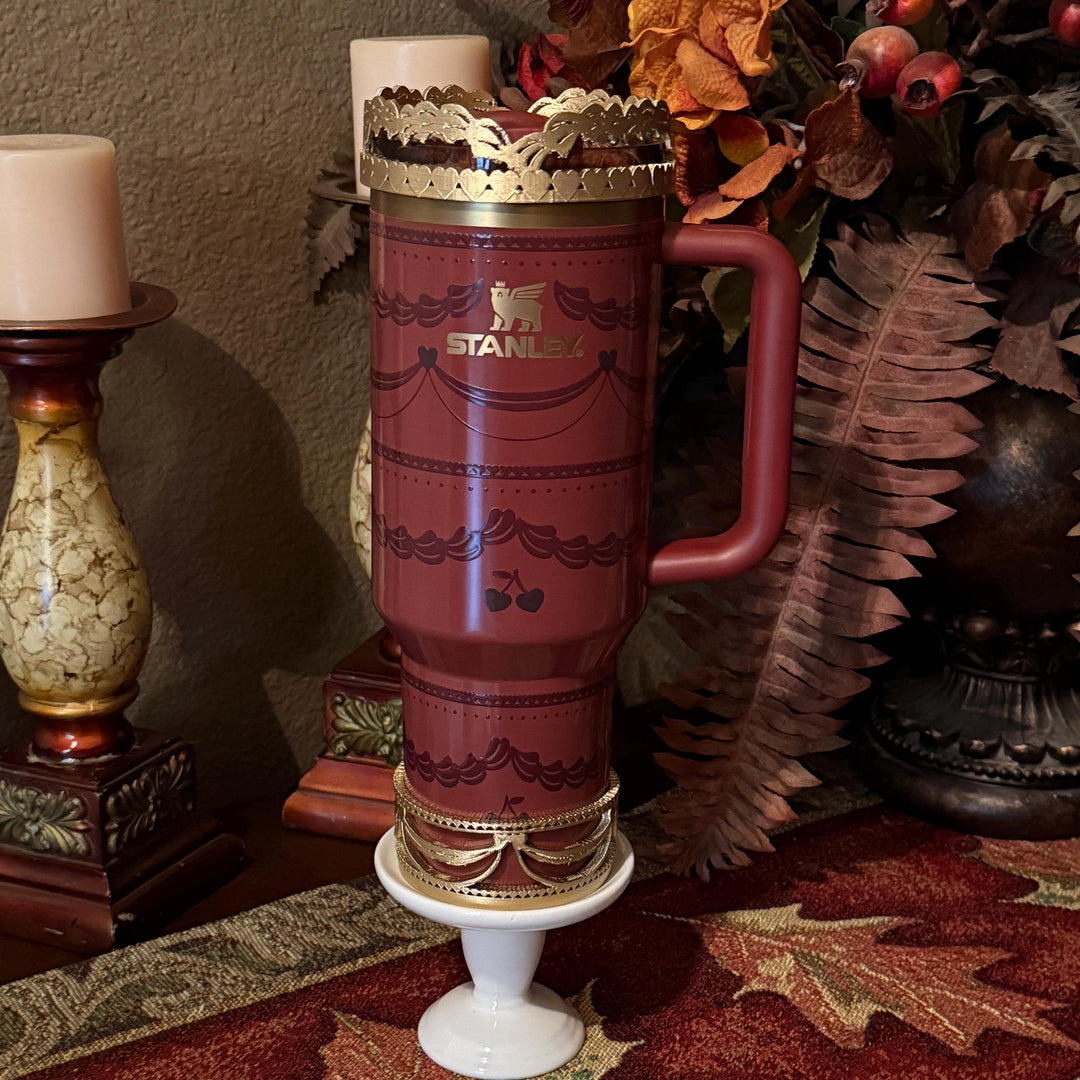 Gold Velvet Valentine Pink Red Velvet Tumbler Boot or Halo, Protective Sleeve, fits 20 30 or 40 oz Stanley