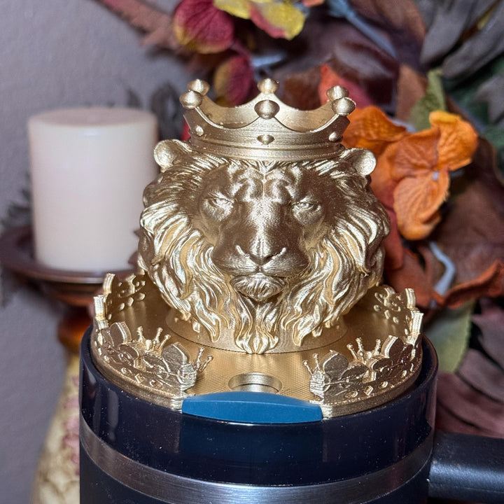 Gold Lion Face Tumbler Lid Topper, Boot or straw topper, fits your 20/30 oz 40 oz Black Honey Stanley Tumblers, Lion of Judah, Unique Gift