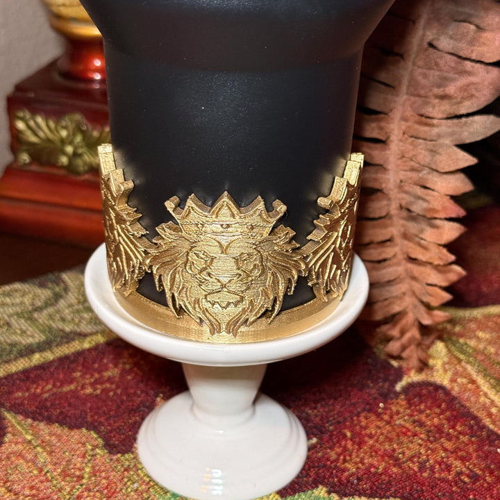 Gold Lion Face Tumbler Lid Topper, Boot or straw topper, fits your 20/30 oz 40 oz Black Honey Stanley Tumblers, Lion of Judah, Unique Gift
