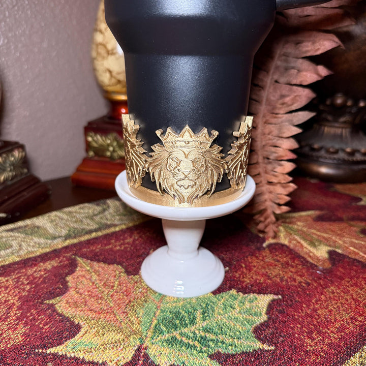 Gold Lion Face Tumbler Lid Topper, Boot or straw topper, fits your 20/30 oz 40 oz Black Honey Stanley Tumblers, Lion of Judah, Unique Gift