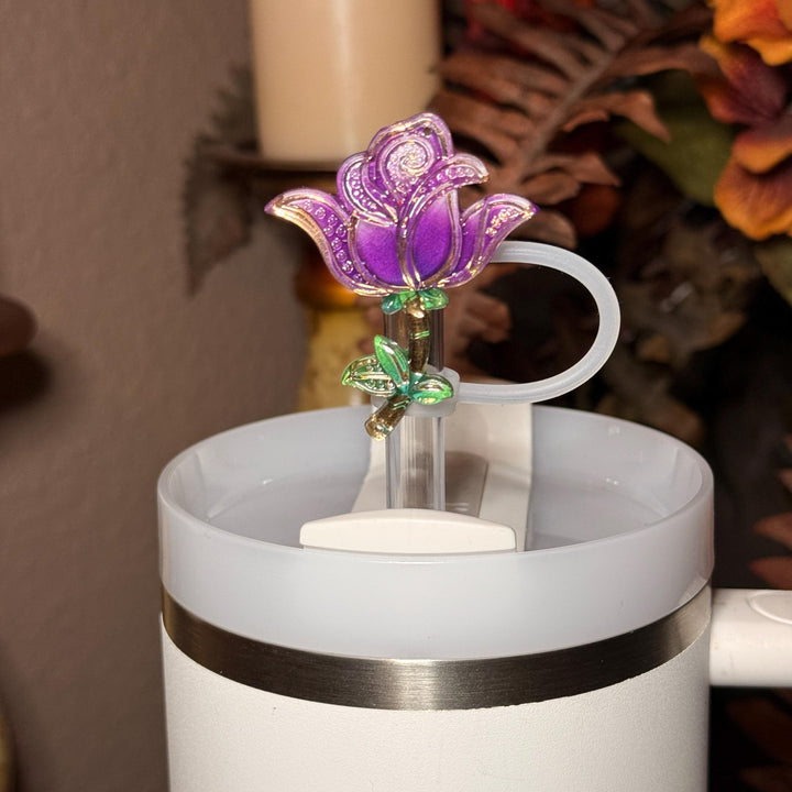Rose Flowers Heart Straw Cap Topper, for Valentine Stanley 20 30 or 40 oz Tumblers, unique minimalist gift accessories