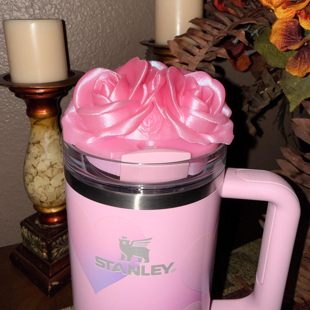 Rose Bouquet Cluster Tumbler Topper that fit Stanley Tumbler Quencher Lids, Rose Accessory, 3D Decorative Lid, BEST SELLER