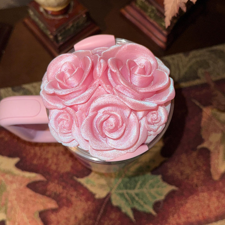 Rose Bouquet Cluster Tumbler Topper that fit Stanley Tumbler Quencher Lids, Rose Accessory, 3D Decorative Lid, BEST SELLER