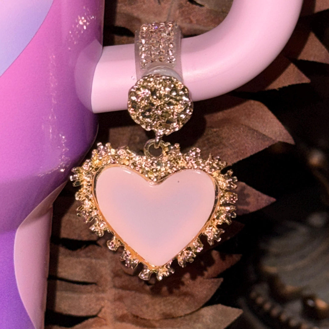 Valentine Heart Hanging Rhinestone Cup Handle Clip Charm, red pink white – Magnetic Tumbler Charm Accessory
