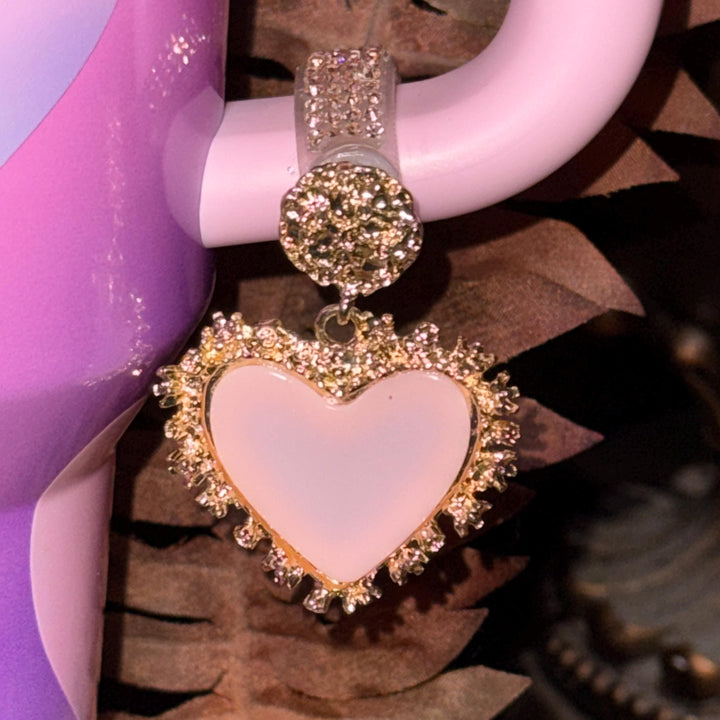 Valentine Heart Hanging Rhinestone Cup Handle Clip Charm, red pink white – Magnetic Tumbler Charm Accessory