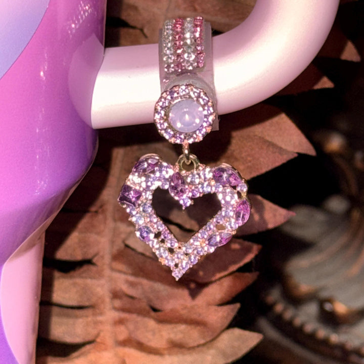 Valentine Heart Hanging Rhinestone Cup Handle Clip Charm, red pink white – Magnetic Tumbler Charm Accessory