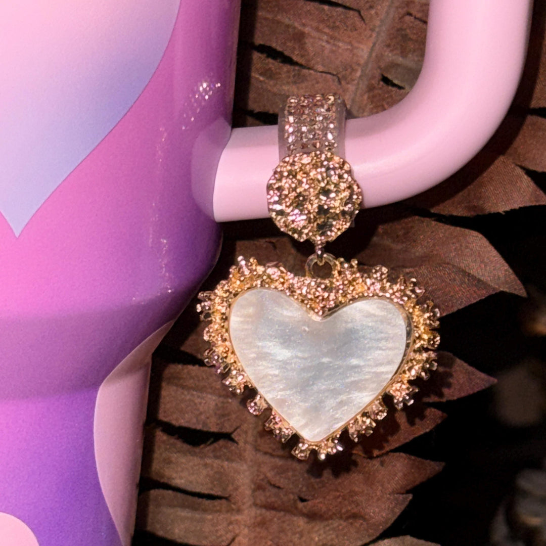 Valentine Heart Hanging Rhinestone Cup Handle Clip Charm, red pink white – Magnetic Tumbler Charm Accessory