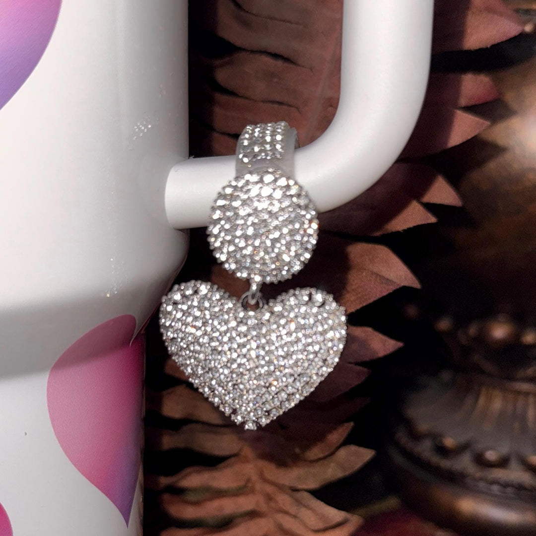 Valentine Heart Hanging Rhinestone Cup Handle Clip Charm, red pink white – Magnetic Tumbler Charm Accessory