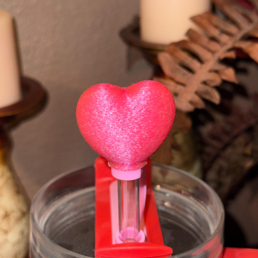 Hot Pink Valentine Heart Tumbler Boot or straw topper for Stanley orother brands, Protective Sleeve, unique minimalist gift, hot seller