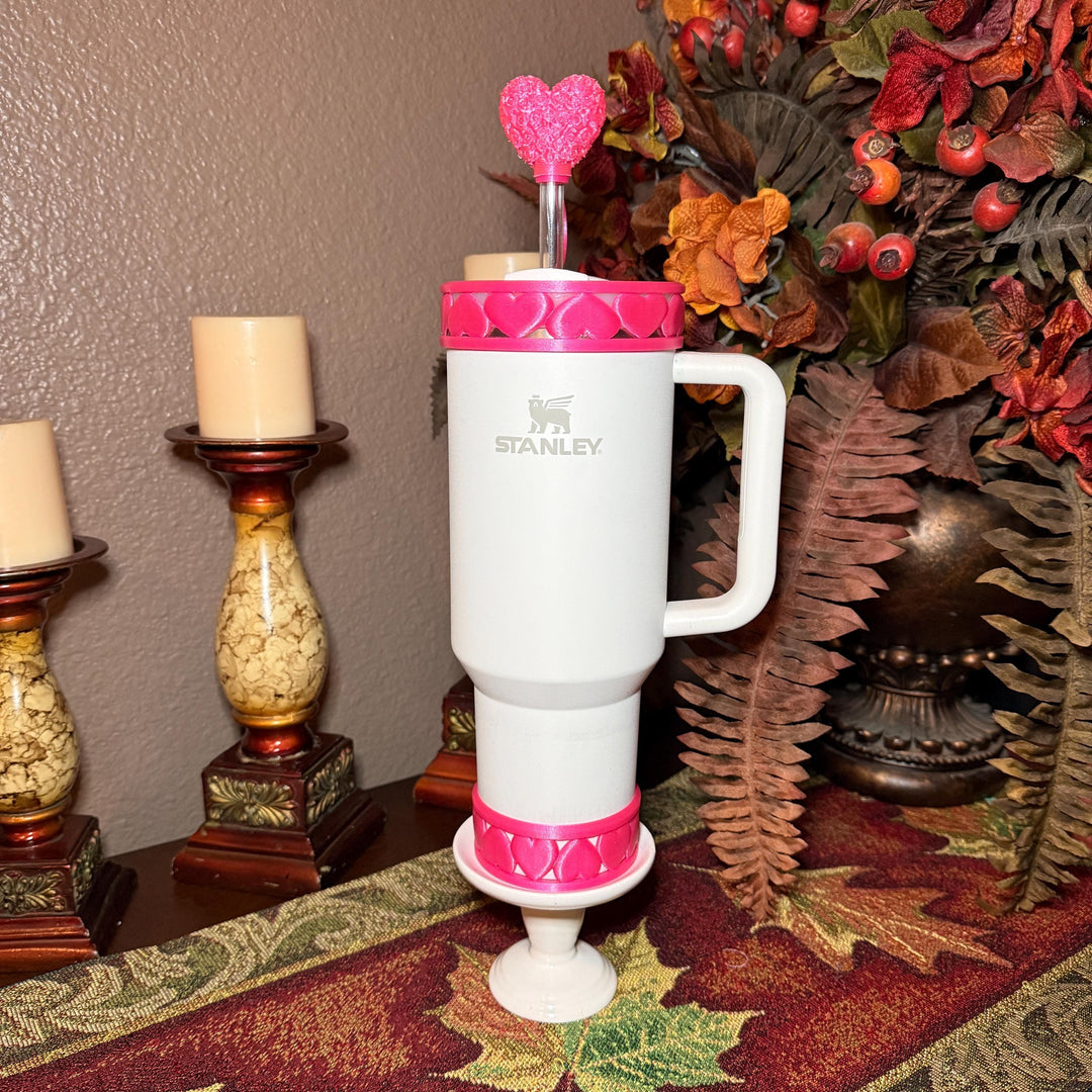 Hot Pink Valentine Heart Tumbler Boot, halo, straw topper for Stanley orother brands, Protective Sleeve, unique minimalist gift, hot seller
