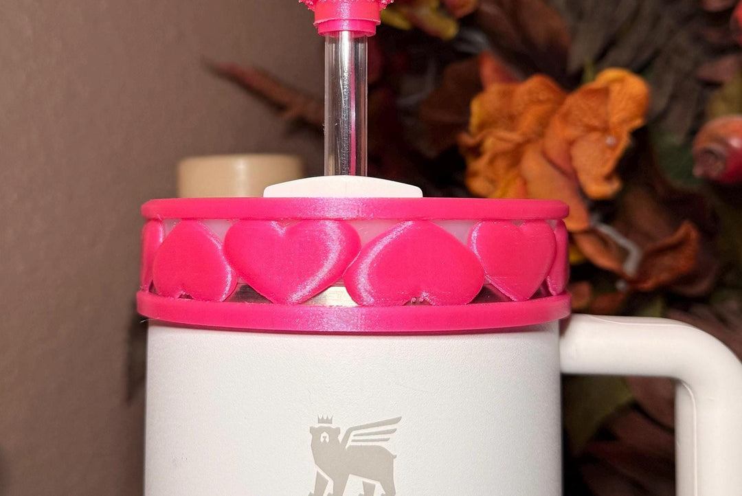 Hot Pink Valentine Heart Tumbler Boot, halo, straw topper for Stanley orother brands, Protective Sleeve, unique minimalist gift, hot seller