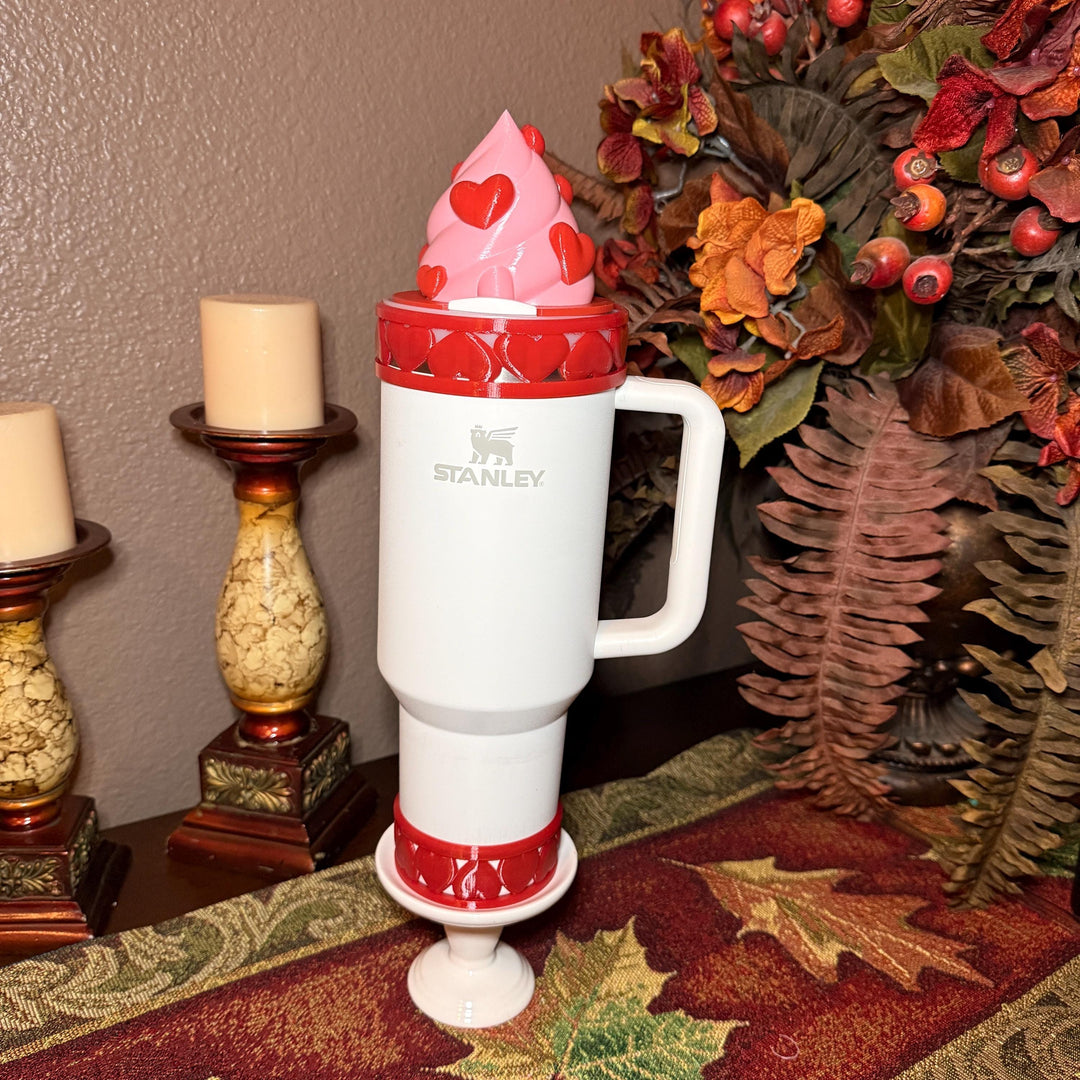 Heart Whipped Topping Valentine Tumbler Topper for 14 oz, 20/30 oz, 40 oz tumblers, 3D Heart tumbler topper, 3D Valentine Topper unique gift